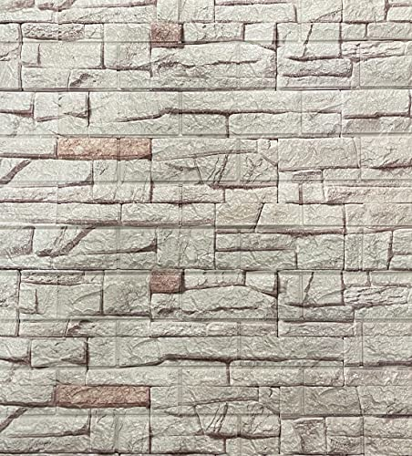 RHP 3D Tapete Wandpaneele Selbstklebend Ziegelstein Wasserdicht Wandaufkleber Tapete Wandpaneele Moderne Wandverkleidung in Steinoptik schnelle & leichte Montage (10 Stück, Creme/Kaffee)