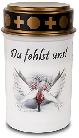 Kimiza Kunststoff - LED Motiv - Grabkerze mit Flackerlicht, Brenndauer ca. 200 Tage, incl. Batterien und 6 Stunden Timer (Taube, weiß)