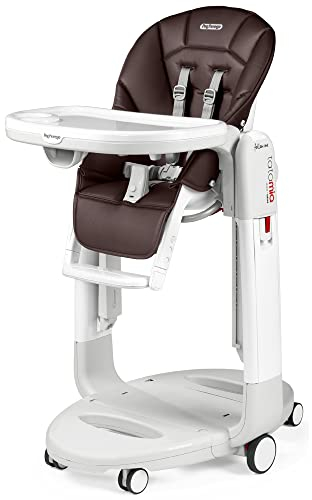 Peg Perego Tatamia Follow Me Multifunktions-Hochstuhl für Neugeborene, Babyliege, Schaukelstuhl, 6 Räder, zusammenklappbar, für Kinder von 0 bis 3 Jahren (0-15 kg), Kakao