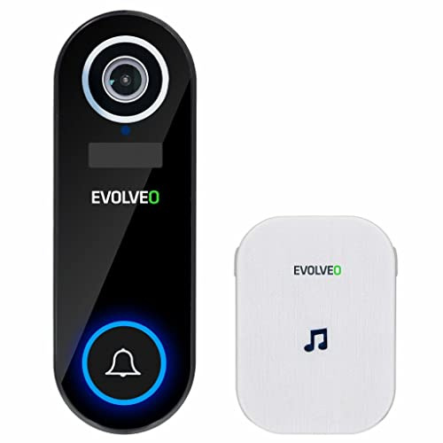EVOLVEO Ringo DB2 Kabellose Smart-Video-Türklingel + Türklingel mit Bewegungserkennung, Nachtsicht, IP65 wasserdichtes Außengerät, MicroSD-Kartensteckplatz, Blickwinkel der Kamera 130°