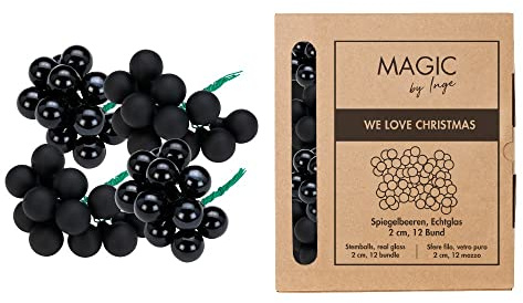 Weihnachtskugeln am Draht Glas 2cm x 144 Stück Spiegelbeeren in Kartonbox schwarz Ebony Black