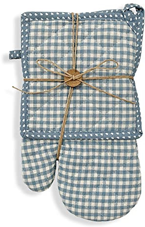 Set Guantone e presina Nuvole di Stoffa Idea Regalo cotone vichy Cuori Tati 5985
