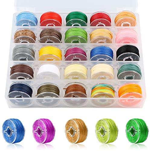 25 Rollen Runde Gewachste Baumwollschnur, Polyesterschnur Wachsband Gewachste Baumwollschnur Set Bunte Baumwollgarn Schmuckband Kordel for Jewellery Making Leather Sewing Handcrafting(0.55mm)
