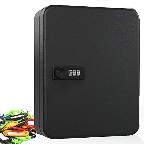 Coffre-fort mural à 48 clés, serrure à combinaison, organiseur à clés mural en acier avec code réinitialisable, l'hôtel, avec 50 étiquettes à clés