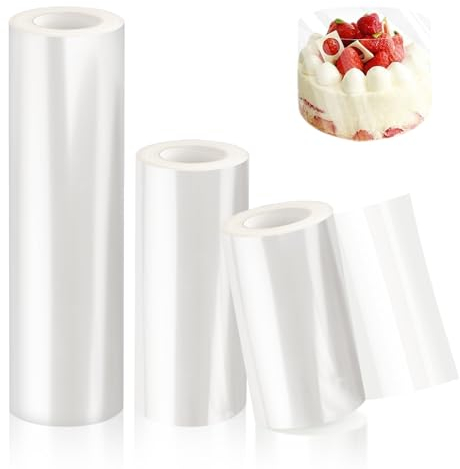 3 x Tortenrandfolie 10/15/20cmX10m, Acetat Folie durchsichtig，Tortenfolie wird zur Herstellung von Kuchen, Mousse, Gebäck und Pralinen verwendet (10cm/15cm/20cm)