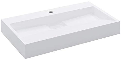 Homgoday Handfat 80 x 46 x 11 cm marmor/mineralblock, litet badrum lock och filter, avlopp