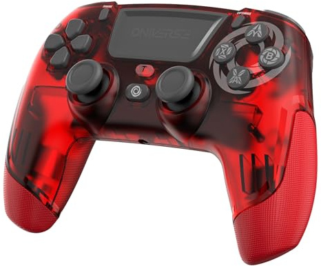 Oniverse Controller für PS4 PS3 PC ANDROID iOS, kabellos, Stereo-Kopfhöreranschluss, einstellbare Vibrationen, Touchpad, Makro-Tasten, Turbo-Modus, Weckfunktion, Revolt (Mars Red/Rot)
