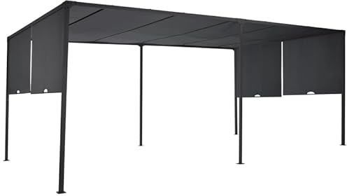 IDMarket - Pergola coulissante 2 pans 3x6 M belvédère de Jardin Toile Gris Anthracite