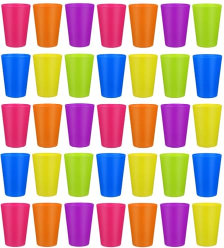 KAHEIGN 36Pcs Reusable Plastic Cups, 250ml Children’s Kids Durable Plastic Drinking Cups Tumblers Set for Kitchen Outdoor Parties Picnics BBQ’s Travels (6 Bright Colors)