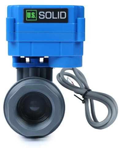 U.S. Solid 1 UPVC Motorised Ball Valve - 9-36V AC/DC Plastic Electrical Ball Valve, 2 Wire Auto Return, Normally Closed, Full Port