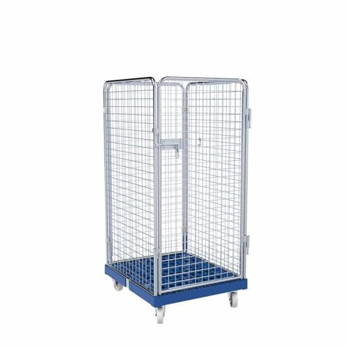 Rollbehälter mittel, 4-seitig, Diebstahlschutz, Rollplatte aus Kunststoff, 724 x 815 x 1.540 mm, 500 kg, Nutzhöhe 1.350 mm, Recycling Schwarz