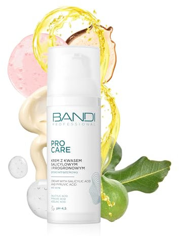 Bandi Crema Antigranos Piel Grasa Anti-acne con Ácidos Salicílico y Pirúvico Hidratante y Rejuvenecedor Cuidado de la Piel para Acne 50ml