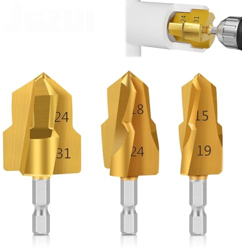 3PCS Heavy Duty Pipe Reaming Drill Bits, 2024 Updated PVC Pipe Reamer, Conduit Reamer, Reamer Drill Bit, Pipe Reamer Tool, Water Pipe Tube Expander Boring Drill Bit