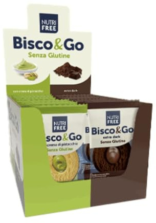 Nutri Free - Bisco & Go Biscotti Senza Glutine Pistacchio e Cioccolato Fondente 16 pezzi