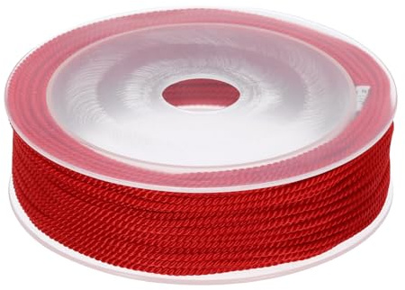 Rebower Cordón Trenzado De 1.5 Mm / 22 Yardas Hilo De Nylon Trenzado para Decoración Costura Manualidades Hogar - 0.06 Pulgadas/Rojo