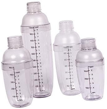 Ciieeo Coctelera Transparente Con Escala Juego De 5 Tazas 350ml-1000ml Criba Vibradora Perfecta Para Vino Bebidas Bar Fácil De Transportar