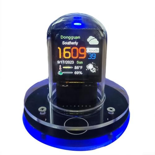 Tube Clock, Smart WIFI Weather Station Neon Clock For Desktop Decoration Animations Electronic Album 8 * 8 * 9cm Lightweight