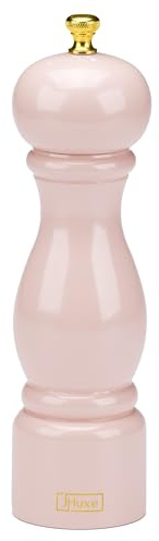 JHuxe Rose Pink Salt Grinder Mill, 8 Inch Pepper Grinder, Best Gift for Mom | Wood Pepper Mill with Adjustable Coarseness, Refillable Wooden Salt Mill, Unique Kitchen Present for Mother from Daughter Son