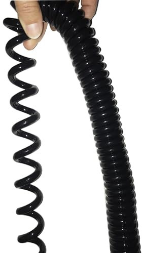LYVQZPWLRCoiled Power Spring Cable, cable cord 20AWG 6 Core Telescopic Power Cord Black Copper Core Power Spring Wire Spiral Sheathed Extensible Cable spiral extension(Stretch 2.5 meter)