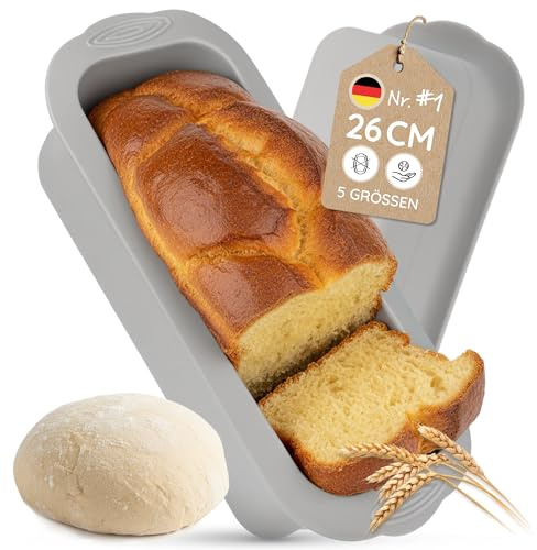 Backefix Silicone Loaf Pan 26 cm - Large Baking Loaf Pan 210 ml for Bread & Cookies with Extra Wall Thickness against Buging when Baking (Non-Stick, Flexible, PFAS- & BPA Free)