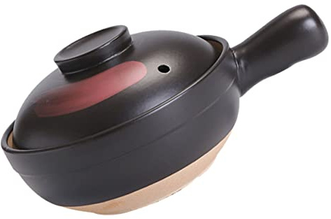 VERDANVERSE Cocotte En Argile Poterie Petite Taille Noire à Cœur Rouge, Marmite Multifonctionnelle En Argile, Compatible Cuisinière à Gaz, Cuisson Lente Maison Pour Soupe Et Riz, 1 Personne