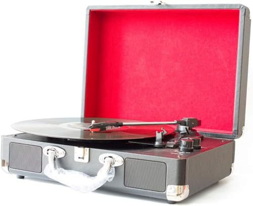 ZJFHEYUO Valise rétro, Tourne-Disque phonographe, Lecteur de disques Bluetooth Compatible avec la Lecture Bluetooth, Format 18/20/30, Vitesse 33/45/78