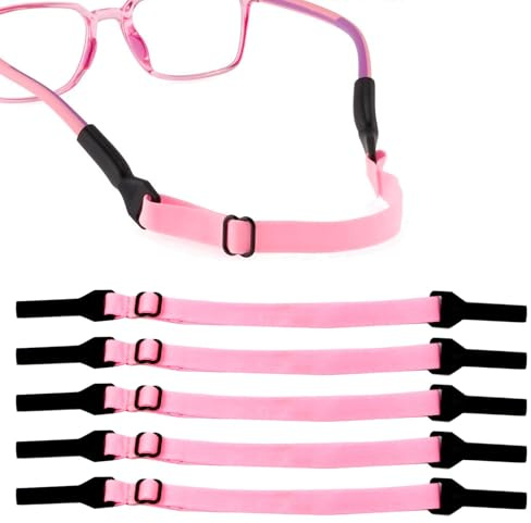 VNIDJGB 5 Pcs Kids Glasses Straps,Adjustable Non-slip Rope Retainer Glasses Straps,Elastic Sunglasses Holder Strap,Universal Sports Eyeglasses Strap for Men Women Outdoor Running Swimming(Pink)