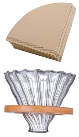 Sewroro Imbuto Riutilizzabile Spesso in Vetro con Filtro Resistente per Persone Imbuto Drip Trasparente Durevole e Facile da