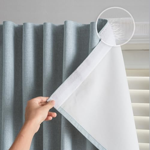 GONNRLY 100% Blackout Curtains - Adhesive Stick on, No Rod Needed, Portable, Easy to Clean, Privacy Protection (Light Gray - W35 × L72 in)