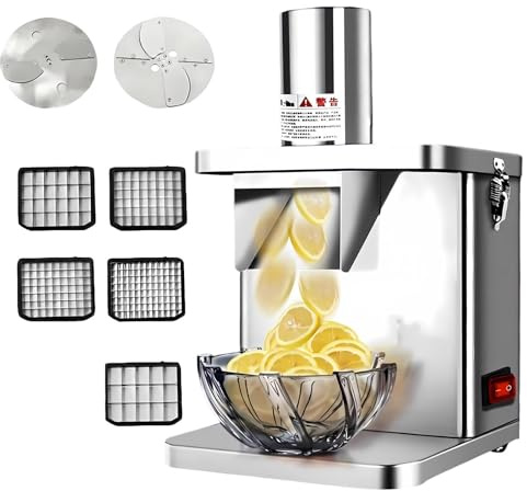 Lissontine Hachoir à Légumes électrique Professionnel Multifonction, Robot Culinaire INOX avec Dicer Légumes Automatique Et Alimentation par Aspiration Interne