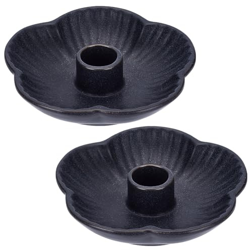 WEBEEDY 2 piezas candelabro de cerámica flores negras candelabro 2.3 cm agujero para chimenea borde mesa mesa centro decoración boda Navidad decoración festiva