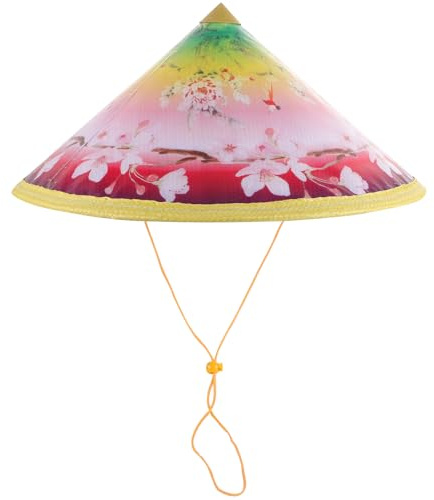 CIYODO Chapeau Chinois Tissé en Bambou Naturel, Taille Moyenne N°1, Accessoire Costume Danse Orientale Garçon et Filles et Adulte, Chapeau de Scène Traditionnel, Couvre-chef Léger