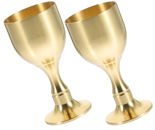 NULYLU Copa de Latón Pequeña 20 G 2 Unidades, Cáliz Vintage Metálico para Ofrendas de Agua Budistas, Taza Decorativa Ritual y Vaso de Mesa Ceremonia Religiosa