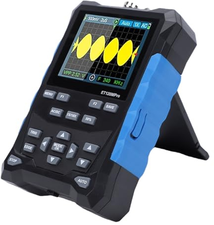 Cryfokt Osciloscopio Portátil ET120M, Ancho de Banda de 120 MHz, Frecuencia de Muestreo de 500 /s, Pantalla a Color de 2,4 Pulgadas con Generador de Señal DDS y Función Automática, para