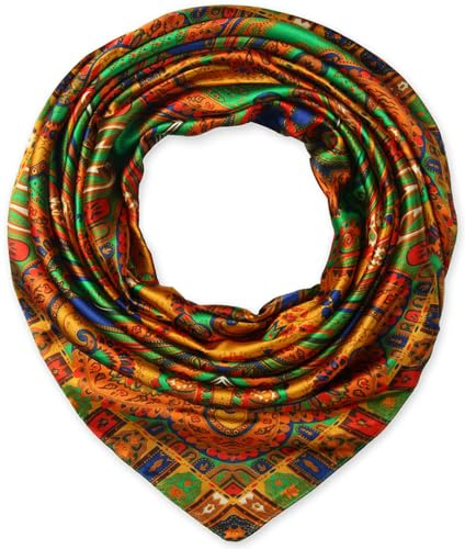 corciova Großer quadratischer Haarschal für Damen, seidig, gelockt, zum Schlafen in der Nacht, modisches Bandana, Kopftuch, 35 x 35 cm