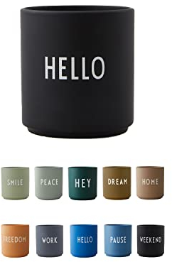 Design Letters Lieblingsbecher HELLO | Porzellan Kaffeetasse | Kaffeebecher Dekorativer | Geschenke für Frauen, Geschenke für Männer | Tasse mit Spruch | Lieblingsmensch Geschenk | Teetasse, 250 Ml