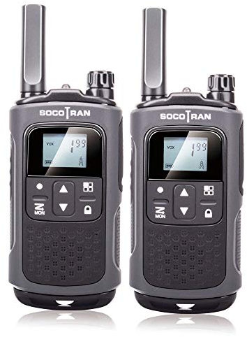 SOCOTRAN Walkie Talkie Recargable de Larga Distancia Walkie Talkie T80 PMR con código de privacidad VOX PMR446 Radio de jamón Portátil Gratis Radio de 2 vías 8CH con Base de Cargador