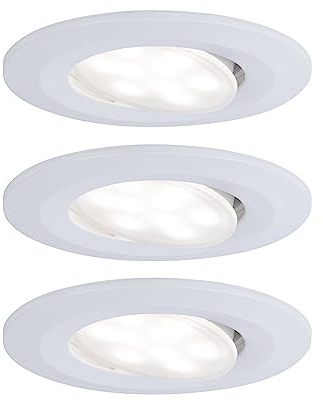 Paulmann 99931 LED Einbauleuchte Calla rund 3er Set incl 3x5.2 W IP65 dimmbar Einbaustrahler Weiß matt Schranklicht Kunststoff Einbaulampe 4000K