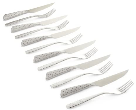 Weber Set de cubiertos para bistec Deluxe, 6 piezas, compuesto por cuchillo y tenedor, de acero inoxidable alemán de alta calidad, diseño monobloque, extra afilado, mango ergonómico - Plata (17845)