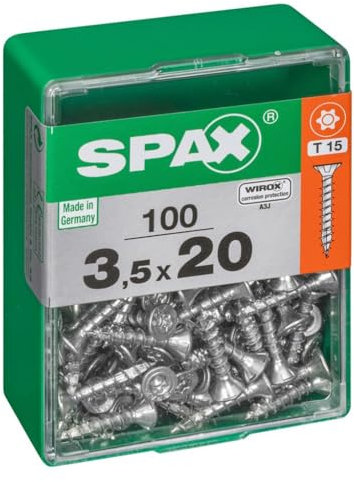 Lot de 100 vis acier tęte autofraisée plate SPAX, Diam.3.5 mm x L.20 mm