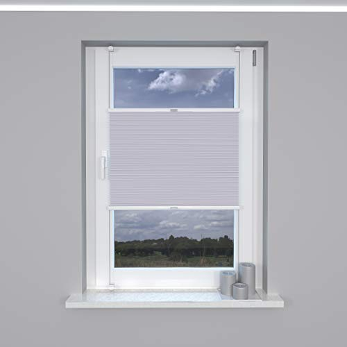 Market-Alley Plissee Klemmfix ohne Bohren Sonnenschutz Plisseerollo Jalousie Lichtdurchlässig und Blickdicht für Fenster & Tür (Stahlfarbe, 80x120cm, BxH)