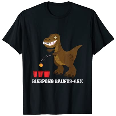 Bierpong Beerpong Dinosaurier Bier Saufen Party Trinkspiel T-Shirt