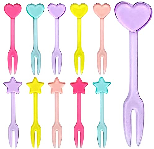 GET FRESH Food Picks for Kids – 30 Reusable Fruit Food Picks for Kids and Toddlers Bento Decoration - Colourful Heart Star Mini Toothpicks for Kids – Cute Bento Dessert Forks for Children Lunch Box