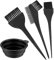 VARHHUXHA 4 Pcs Hair Coloring Brushes, Hair Dye Brush and Mixing Bowl Set, Double-Sided Hair Dying Brushes Tint Comb Set for DIY Salon Hairs Coloring Dying Brush, with Mixing Bowl - Black