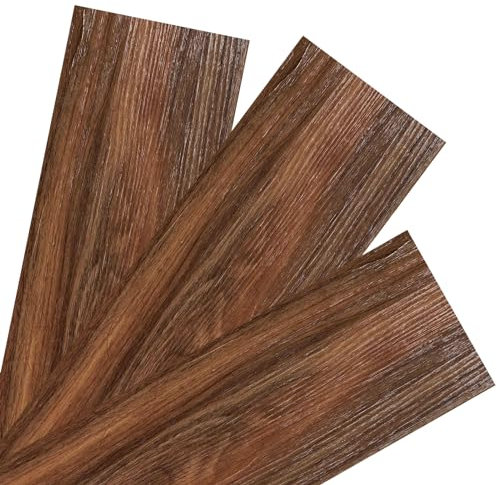 Savieva 5m² Floor Planks Tiles Self Adhesive Wood Effect Vinyl Flooring Kitchen Bathroom, 36pcs Self Adhesive Floor Tiles, Wooden Flooring Wall Stickers for Home, Bedroom DIY Planks(36pcs-4)