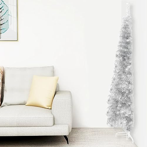 ARKEM Medio árbol de Navidad Artificial con Soporte Plateado 210 cm Espumillon Arbol Navidad