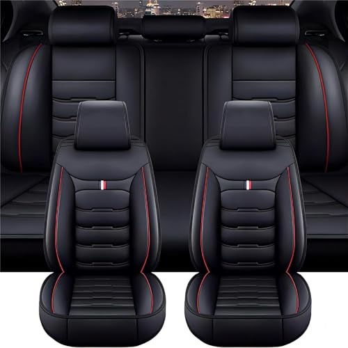 BUKISA Auto SitzbezüGe für Lexus NX 300h NX300h 5 Sitze, Leder Luxus Voll Vorderseite Und RüCkseite SchonbezüGe, Auto-ZubehöR Schonbezug AutositzbezüGe Kompatibel,F BlackRed
