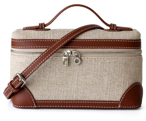 Rejolly Umhängetasche für Damen, kleine Ledertasche mit Griff oben, Designerhandtasche, leise, luxuriös, modisch, Z-Canvas braun, 20 x 7 x 11 cm