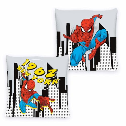 JACK Renforcé Kissen 40x40cm inkl. Füllung Dekokissen Spider-Man Marvel Disney Grau Blau Rot