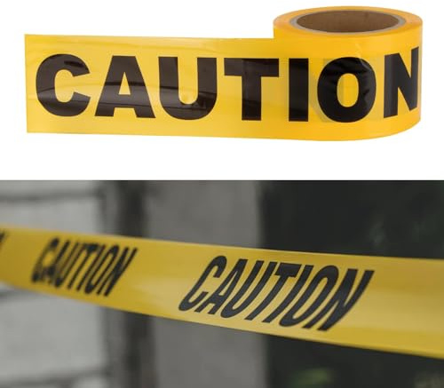 CARGEN Nastro Segnaletico Nero e Giallo CAUTION 100m, Nastro di Avvertimento Halloween Scena Crimine Non Adesivo,Decorazioni per Feste di Compleanno Props per Scene del Crimine
